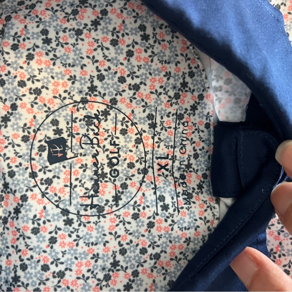 Hammer Back Floral Button Down Shirt -Navy and Pink Spring, Summer, Easter SZ XL - Picture 3 of 6